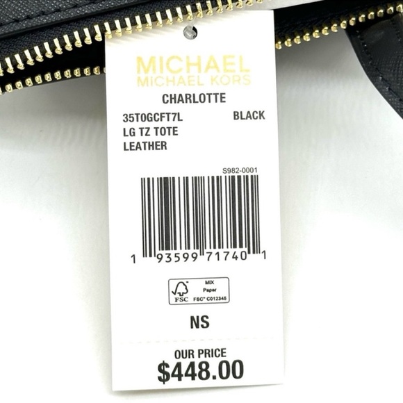 Michael Kors Large Charlotte Tote Bag & Large Continental Wallet Wristlet Black - Picture 14 of 15